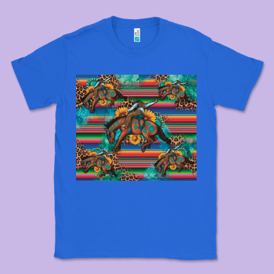 Bucking Bronco Serape Turquoise Classic Tee Designed By Artiststas