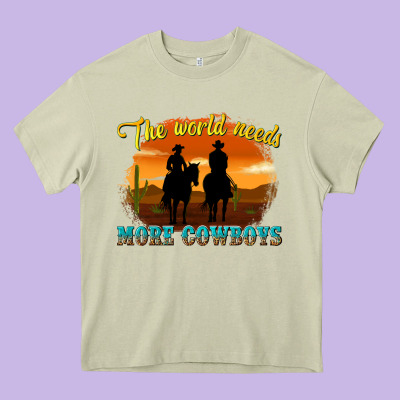 The World Needs More Cowboys Heavy Core Tee Designed By Texasbilliewilder