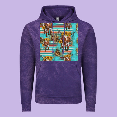 Longhorn Bull Seamless Pattern Vintage Hoodie Designed By Hra Design Shop