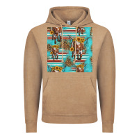 Vintage Coffee longhorn bull seamless pattern Vintage Hoodie - HRA Design Shop