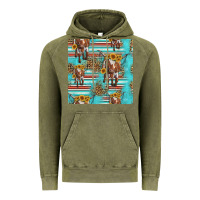 Vintage Olive longhorn bull seamless pattern Vintage Hoodie - HRA Design Shop