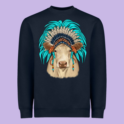 Charolais Indian Headdress Heavyweight Sweatshirt Designed By Jahusdesignshop