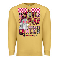 Antique Gold pink ghost breast cancer awareness Premium Sweatshirt - LillyAllenDesigns