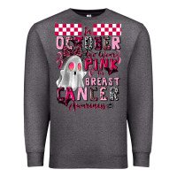 Charcoal Heather pink ghost breast cancer awareness Premium Sweatshirt - LillyAllenDesigns