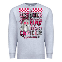 Heather Grey pink ghost breast cancer awareness Premium Sweatshirt - LillyAllenDesigns