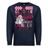 Navy pink ghost breast cancer awareness Premium Sweatshirt - LillyAllenDesigns