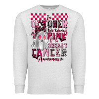 Oatmeal Heather pink ghost breast cancer awareness Premium Sweatshirt - LillyAllenDesigns