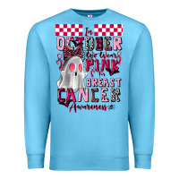 Ocean Blue pink ghost breast cancer awareness Premium Sweatshirt - LillyAllenDesigns