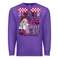 Purple pink ghost breast cancer awareness Premium Sweatshirt - LillyAllenDesigns