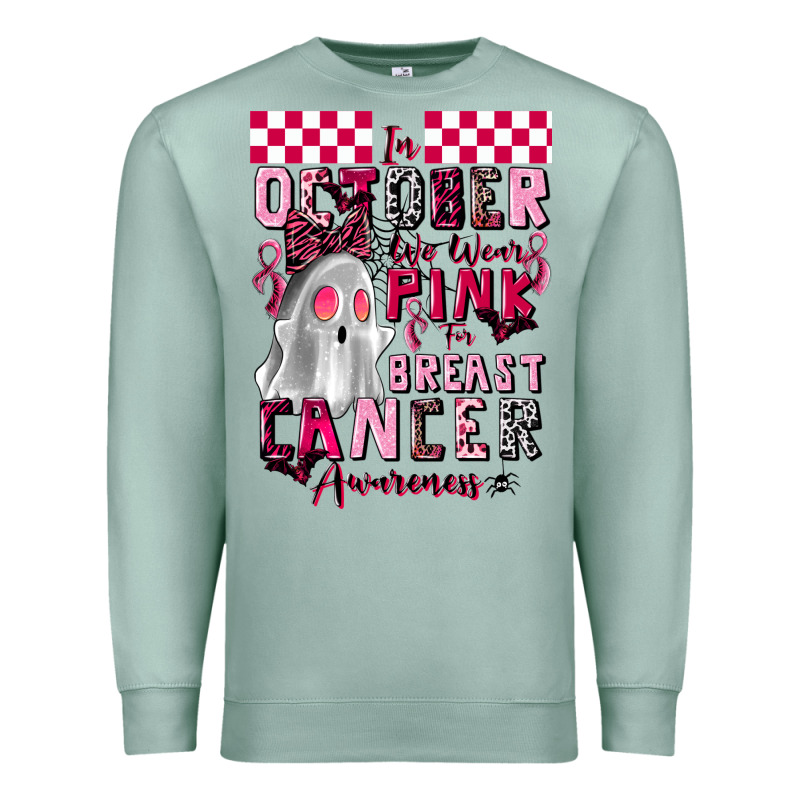 Pink Ghost Breast Cancer Awareness Premium Sweatshirt by LillyAllenDesigns | Teevron