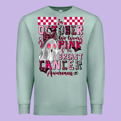 Pink Ghost Breast Cancer Awareness Premium Sweatshirt Designed By Lillyallendesigns