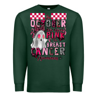 Sports Green pink ghost breast cancer awareness Premium Sweatshirt - LillyAllenDesigns