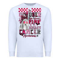 White pink ghost breast cancer awareness Premium Sweatshirt - LillyAllenDesigns