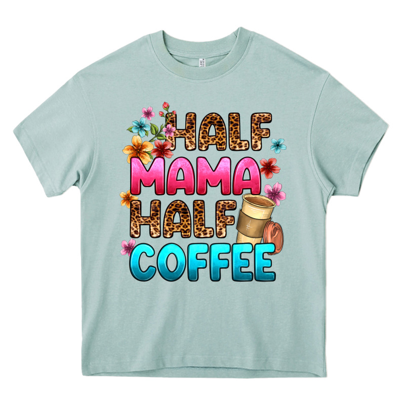 Half Mama Half Coffee Heavy Core Tee by Zillion Design Studio | Teevron