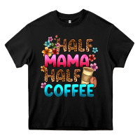 Black half mama half coffee Heavy Core Tee - Zillion Design Studio