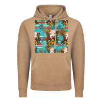 Vintage Coffee charolais cow seamless pattern Vintage Hoodie - HRA Design Shop