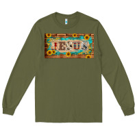 Army Green jesus western patterns license plate template Long Sleeve Tee - BarkalooDesign