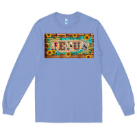 Colony Blue jesus western patterns license plate template Long Sleeve Tee - BarkalooDesign