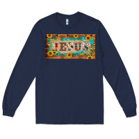 Navy jesus western patterns license plate template Long Sleeve Tee - BarkalooDesign