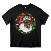 Black African American Santa Christmas Heavy Core Tee - RanaPortraitStore