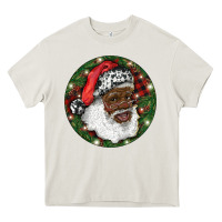 Cream African American Santa Christmas Heavy Core Tee - RanaPortraitStore