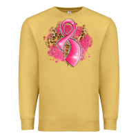 Antique Gold breast cancer awareness ribbon with glitter pink l Premium Sweatshirt - LillyAllenDesigns