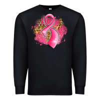 Black breast cancer awareness ribbon with glitter pink l Premium Sweatshirt - LillyAllenDesigns