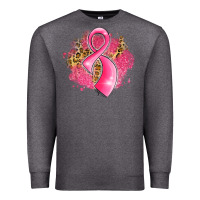Charcoal Heather breast cancer awareness ribbon with glitter pink l Premium Sweatshirt - LillyAllenDesigns