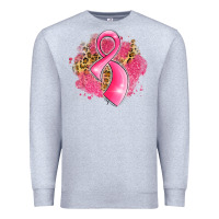 Heather Grey breast cancer awareness ribbon with glitter pink l Premium Sweatshirt - LillyAllenDesigns