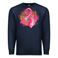 Navy breast cancer awareness ribbon with glitter pink l Premium Sweatshirt - LillyAllenDesigns