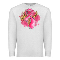 Oatmeal Heather breast cancer awareness ribbon with glitter pink l Premium Sweatshirt - LillyAllenDesigns