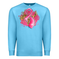 Ocean Blue breast cancer awareness ribbon with glitter pink l Premium Sweatshirt - LillyAllenDesigns