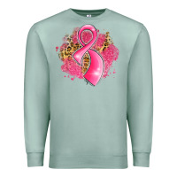 Seafoam breast cancer awareness ribbon with glitter pink l Premium Sweatshirt - LillyAllenDesigns