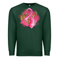 Sports Green breast cancer awareness ribbon with glitter pink l Premium Sweatshirt - LillyAllenDesigns