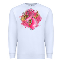 White breast cancer awareness ribbon with glitter pink l Premium Sweatshirt - LillyAllenDesigns