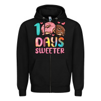 Black 100 days sweeter Zipper Hoodie - MaliasSmallBusiness