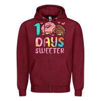 Burgundy 100 days sweeter Zipper Hoodie - MaliasSmallBusiness