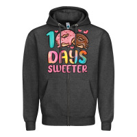 Charcoal Heather 100 days sweeter Zipper Hoodie - MaliasSmallBusiness