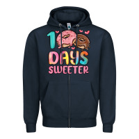 Navy 100 days sweeter Zipper Hoodie - MaliasSmallBusiness