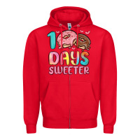 Red 100 days sweeter Zipper Hoodie - MaliasSmallBusiness