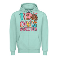 Seafoam 100 days sweeter Zipper Hoodie - MaliasSmallBusiness
