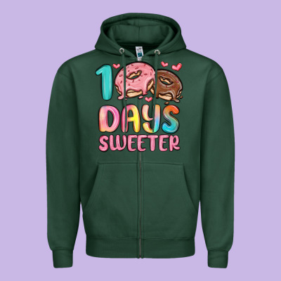 100 Days Sweeter Zipper Hoodie Designed By Maliassmallbusiness