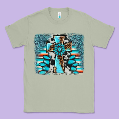 Cross Gemstone Background Classic Tee Designed By Adodesignshop