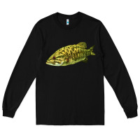 Black Smallmouth Bass Fish Illustrations Long Sleeve Tee - LillyAllenDesigns