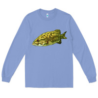 Colony Blue Smallmouth Bass Fish Illustrations Long Sleeve Tee - LillyAllenDesigns
