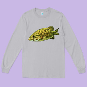 Smallmouth Bass Fish Illustrations Long Sleeve Tee Designed By Lillyallendesigns