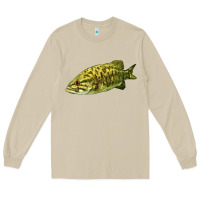 Mushroom Smallmouth Bass Fish Illustrations Long Sleeve Tee - LillyAllenDesigns