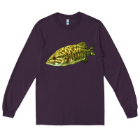 Plum Smallmouth Bass Fish Illustrations Long Sleeve Tee - LillyAllenDesigns