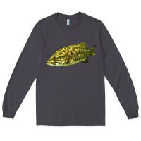 Smoke Smallmouth Bass Fish Illustrations Long Sleeve Tee - LillyAllenDesigns