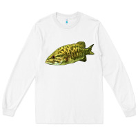 White Smallmouth Bass Fish Illustrations Long Sleeve Tee - LillyAllenDesigns